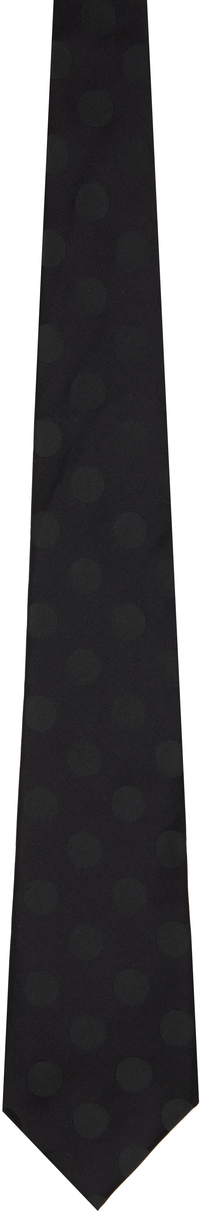 Comme des Garçons Homme Deux Black Medium Polka Dot Silk Tie