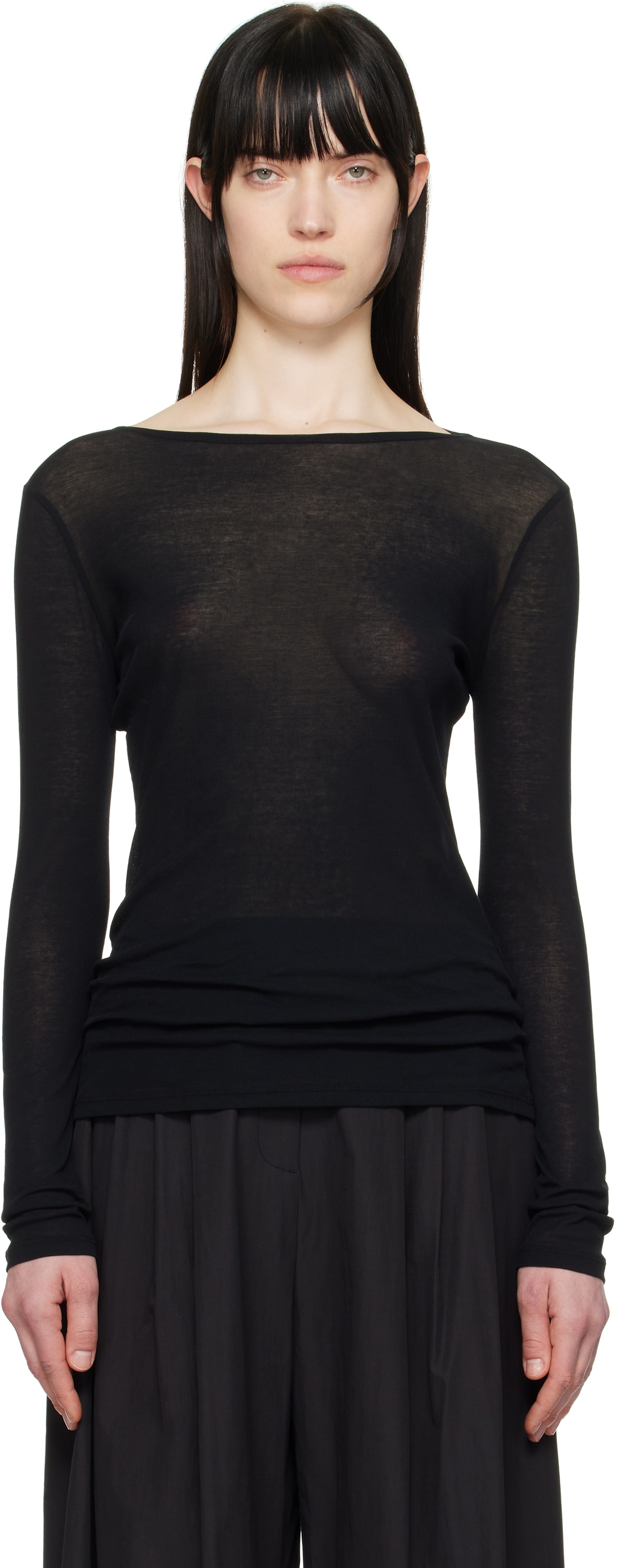 AMOMENTO Black Round T-shirt