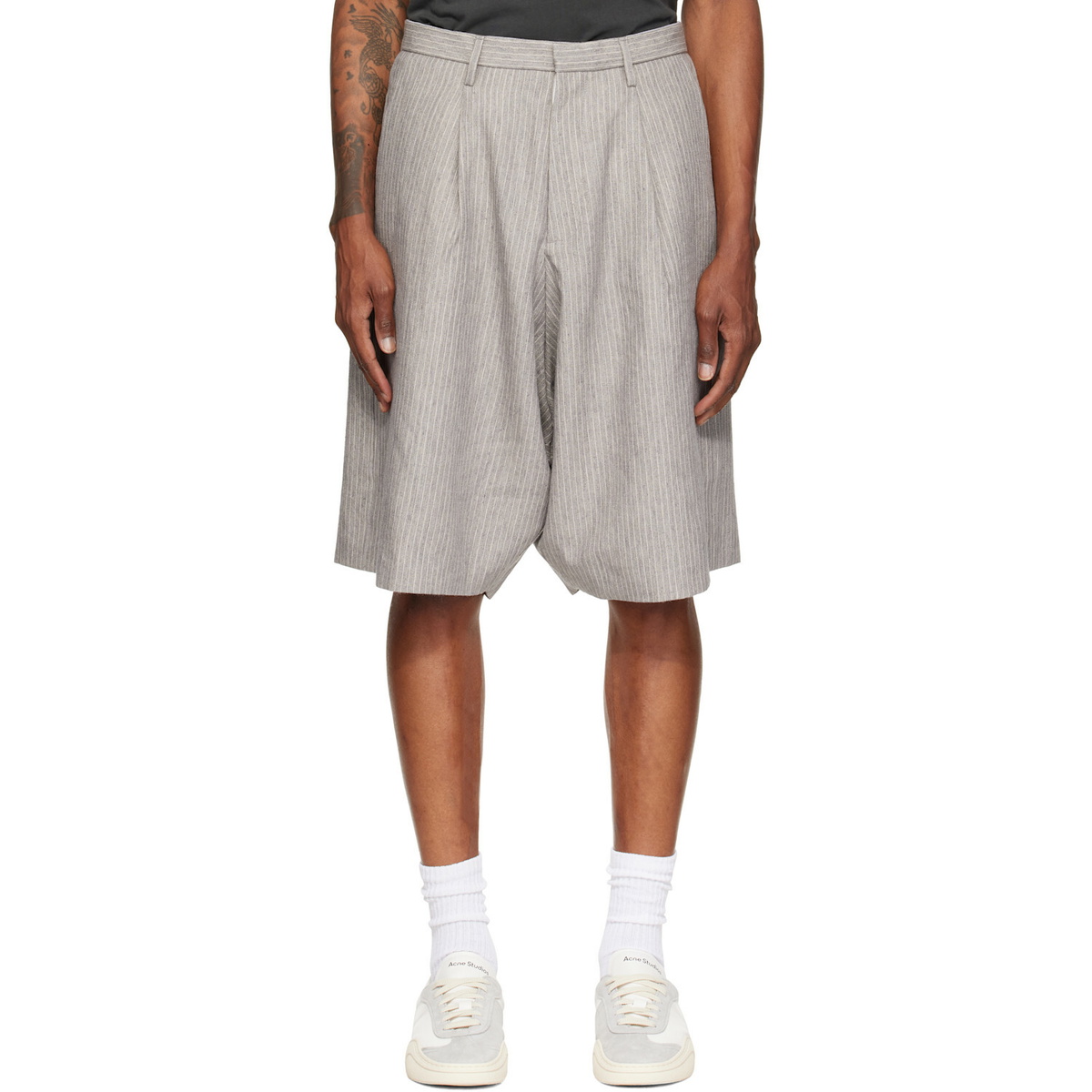 R13 Gray Jumbo Tailored Shorts