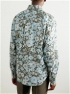TOM FORD - Button-Down Collar Floral-Print Lyocell Shirt - Blue