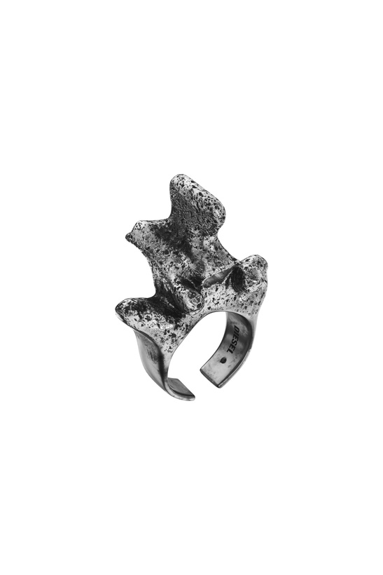 Photo: Diesel Silver-tone center focal ring - Rings - Unisex - Grey