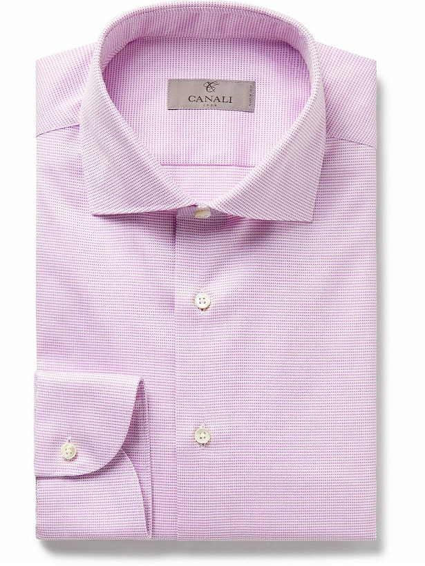 Photo: Canali - Slim-Fit Cutaway-Collar Cotton-Jacquard Shirt - Pink