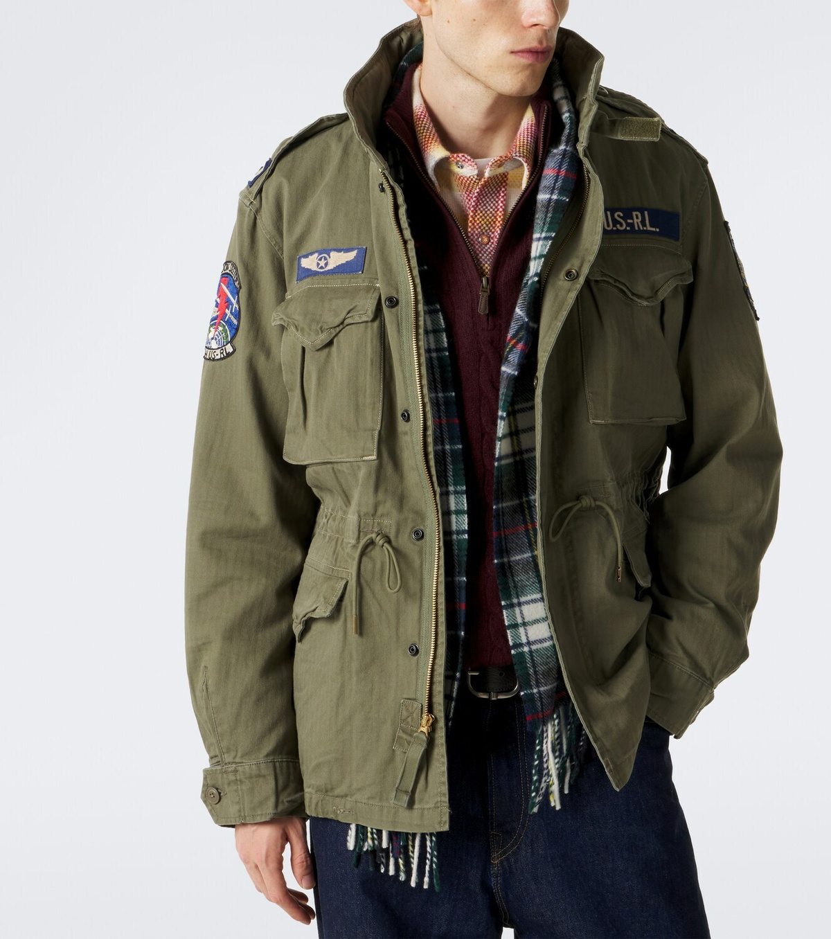 Polo Ralph Lauren Checked fringed wool scarf