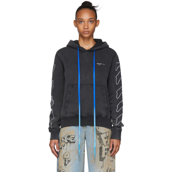 Off-White Black Abstract Arrows Slim Hoodie Off-White