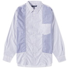 Comme Des Garçons Homme Men's Patchwork Stripe Gingham Shirt in White/Navy