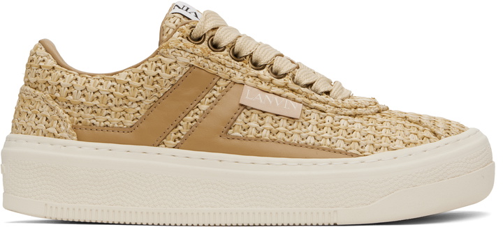 Photo: Lanvin Beige 'Lanvin' Cash Raffia Sneakers