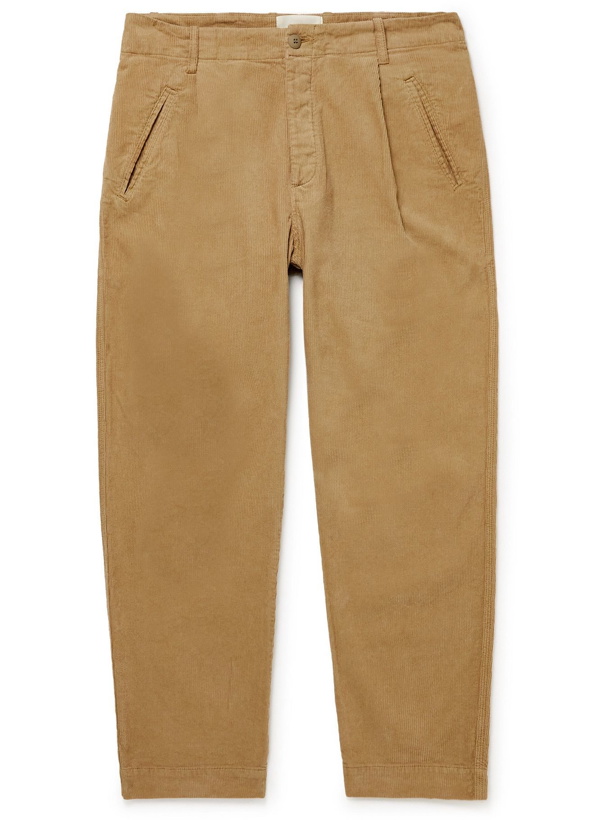 Photo: Folk - Assembly Tapered Pleated Cotton-Blend Trousers - Neutrals