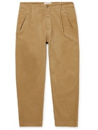 Folk - Assembly Tapered Pleated Cotton-Blend Trousers - Neutrals