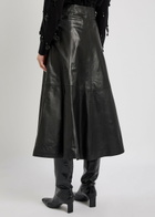 Simkhai Ryma Panelled Leather Midi Skirt Black