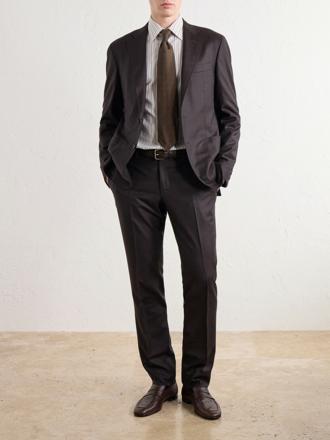 Canali - Slim-Fit Tapered Wool-Flannel Suit Trousers - Brown