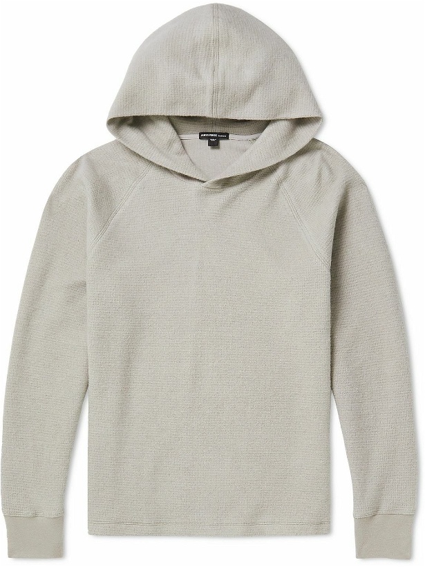 Photo: James Perse - Thermal Waffle-Knit Brushed Cotton and Cashmere-Blend Hoodie - Gray