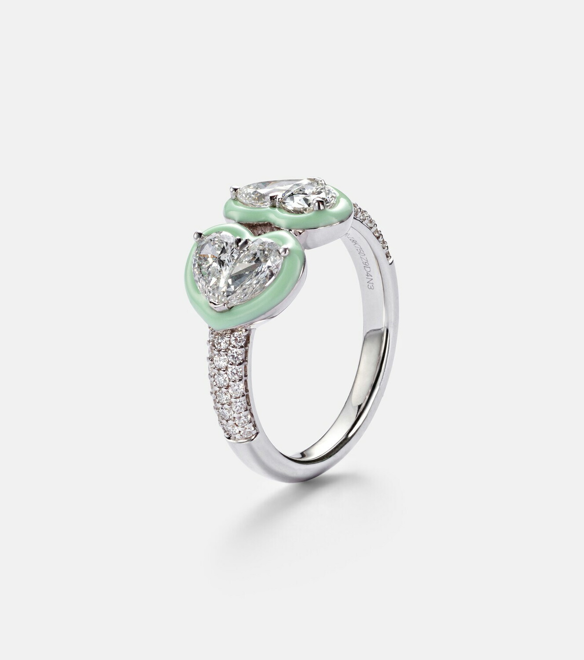Kamyen 18kt white gold and enamel ring with diamonds