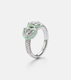 Kamyen 18kt white gold and enamel ring with diamonds