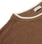 Caruso - Contrast-Tipped Silk and Linen-Blend Sweater - Neutrals