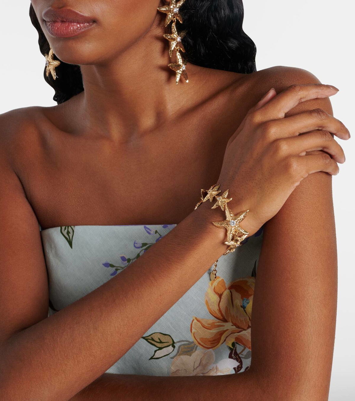 Self-Portrait Embellished gold-plated bracelet