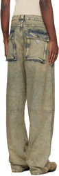 GUESS USA Blue Flannel Lined Relaxed Denim Jeans