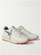 Golden Goose - Running Sole Distressed Leather, Nylon and Suede Sneakers - White
