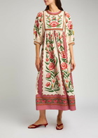 Farm Rio Ainika Printed Poplin Midi Dress Cream