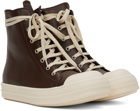 Rick Owens Brown High Sneakers