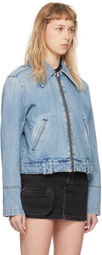 HALFBOY Blue Oversized Denim Biker Jacket