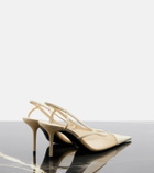 Saint Laurent Renée mesh and leather slingback pumps