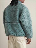 KAPITAL - Sashiko Boa Reversible Printed Fleece and Shell Jacket - Blue