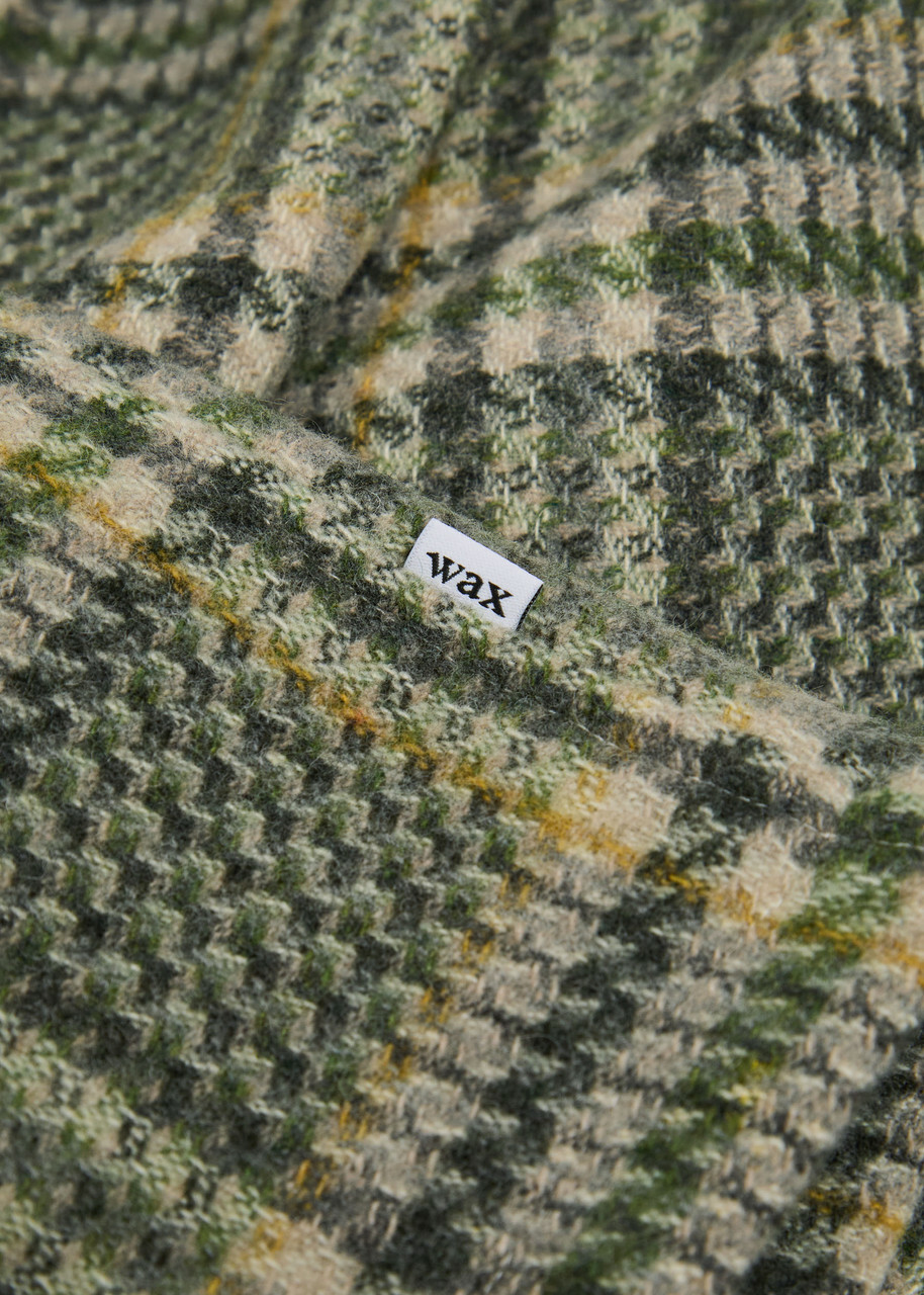 Wax London Whiting Checked Wool-blend Overshirt Green