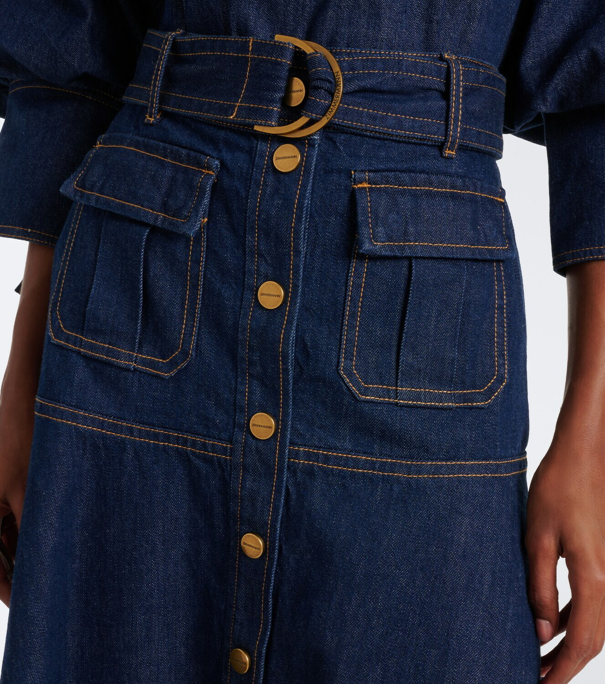 Zimmermann Belted denim midi skirt