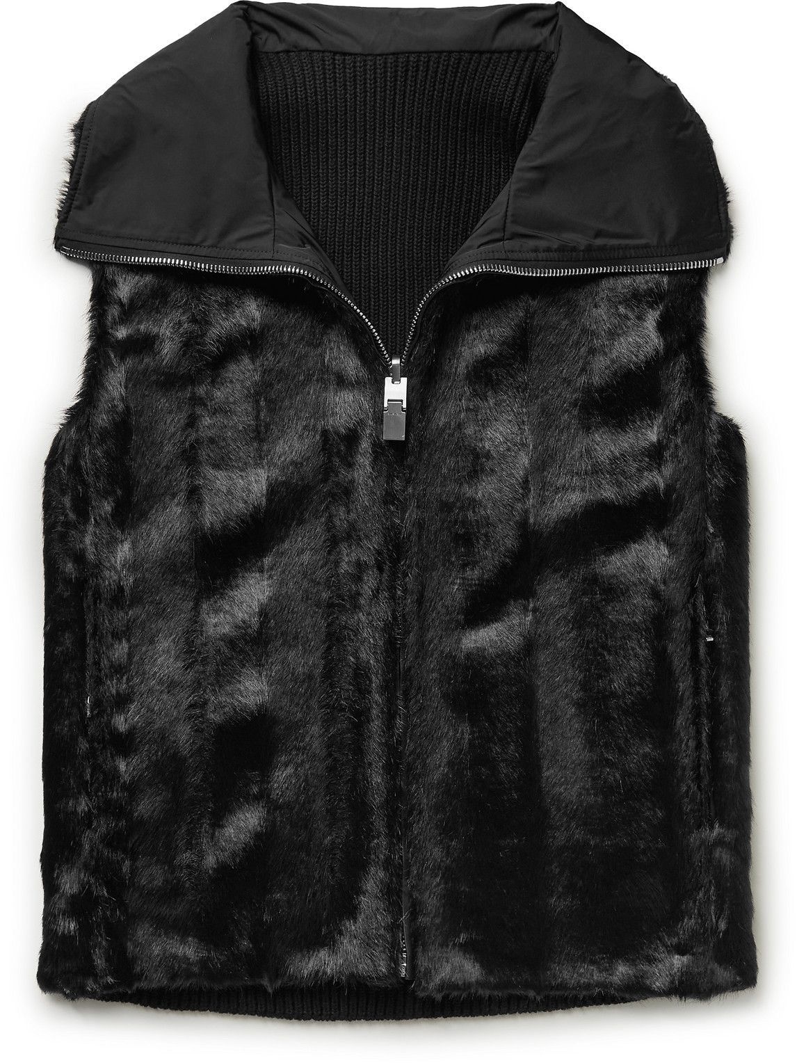 Givenchy - Reversible Faux Fur and Ribbed Wool Gilet - Black Givenchy