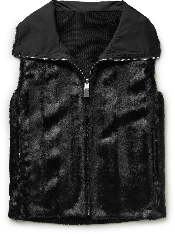 Photo: Givenchy - Reversible Faux Fur and Ribbed Wool Gilet - Black