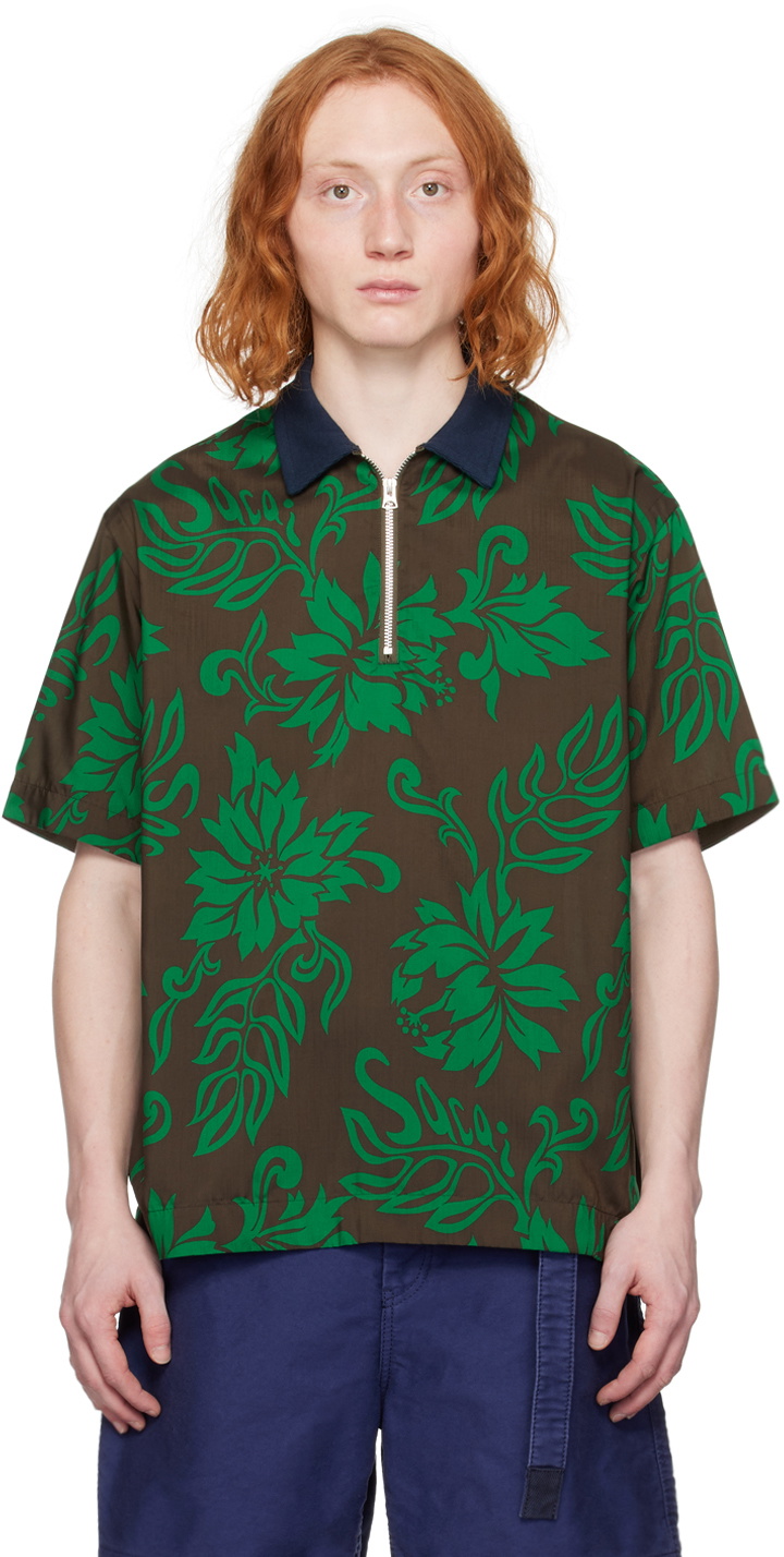 sacai Green & Brown Floral Shirt Sacai