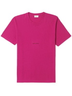 SAINT LAURENT - Logo-Print Cotton-Jersey T-Shirt - Pink