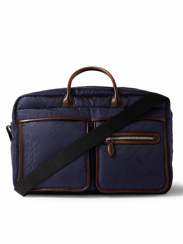 Photo: Berluti - Scritto Logo-Jacquard Nylon and Venezia Leather Weekend Bag