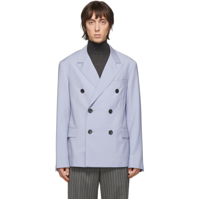 Photo: Lanvin Blue Wool Mohair Double-Breasted Blazer
