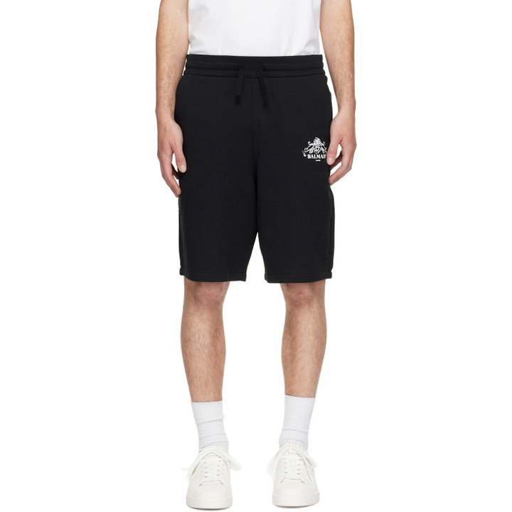 Photo: BALMAIN Black 'Balmain' Vine Print Sweat Shorts