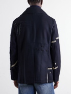 Junya Watanabe - Double-Breasted Appliquéd Wool-Blend Felt Coat - Blue