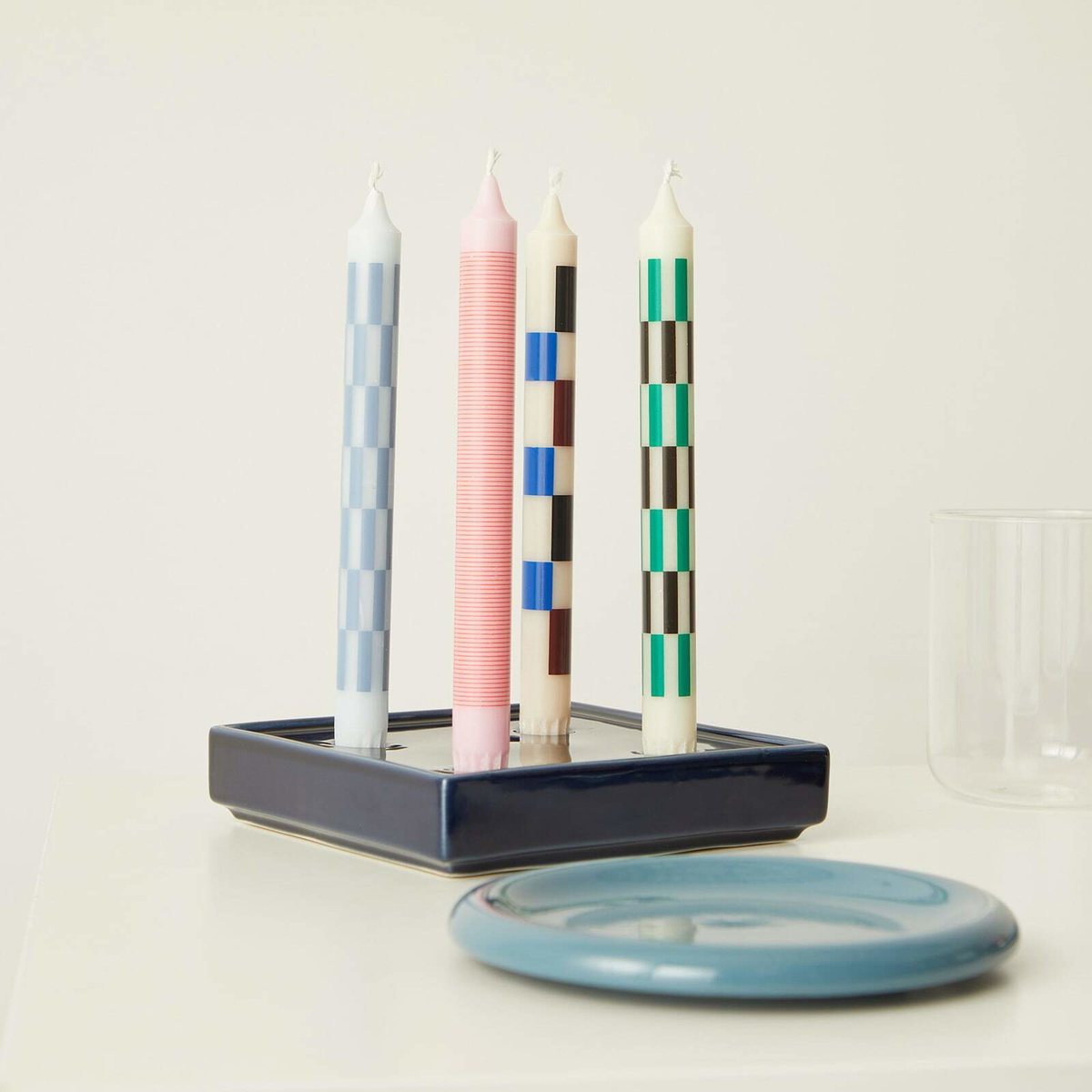 HAY Pattern Candle - Thin Stripe in Pink/Red 