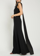 Roland Mouret Bow Crystal-embellished Satin and Crepe Gown Black