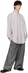Hed Mayner White & Purple Striped Shirt
