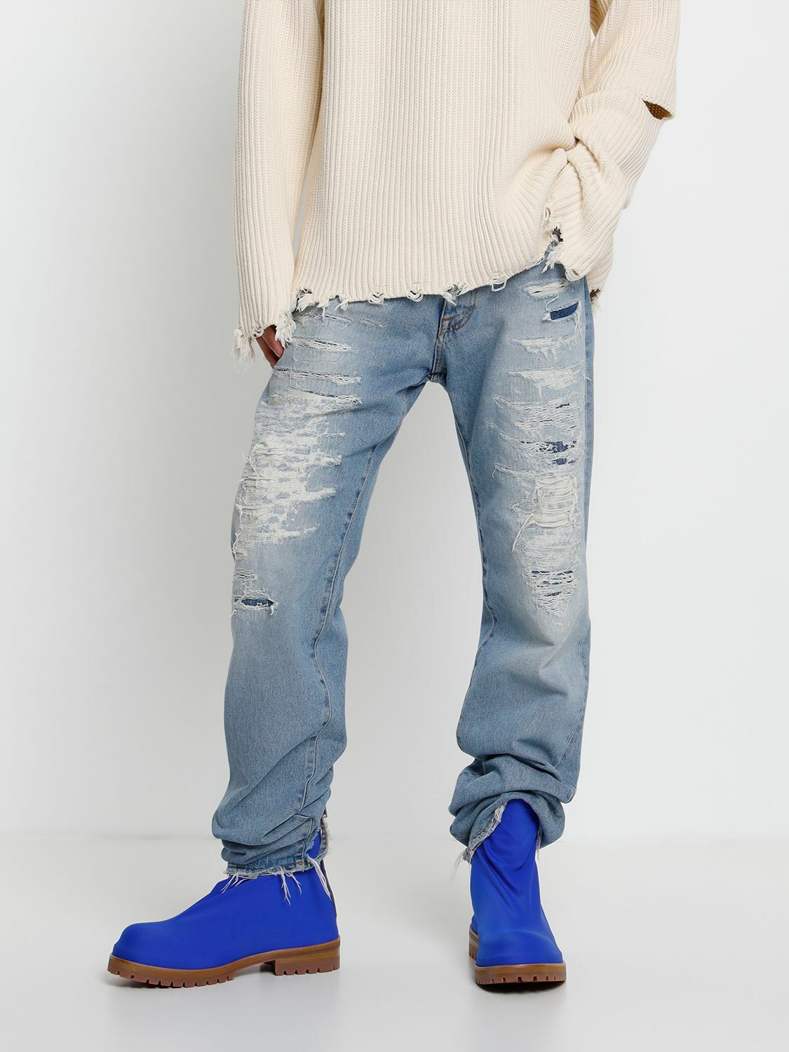 424 - Marathon Leather & Lycra Zipped Boots