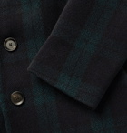 Mr P. - Double-Breasted Checked Wool-Blend Peacoat - Blue