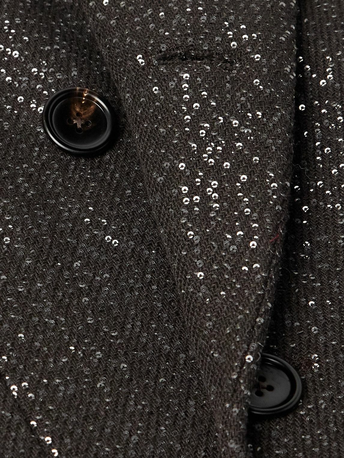 TOM FORD - Double-Breasted Sequin-Embellished Wool-Blend Twill Coat - Brown