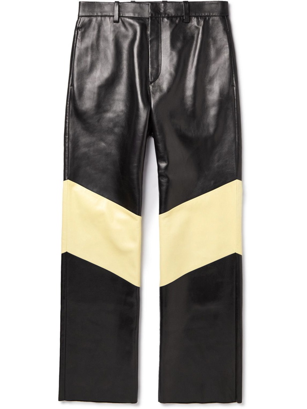 Photo: Jil Sander - Straight-Leg Colour-Block Panelled Leather Trousers - Black