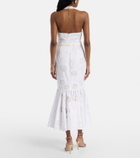 Self-Portrait Halterneck linen and cotton midi dress