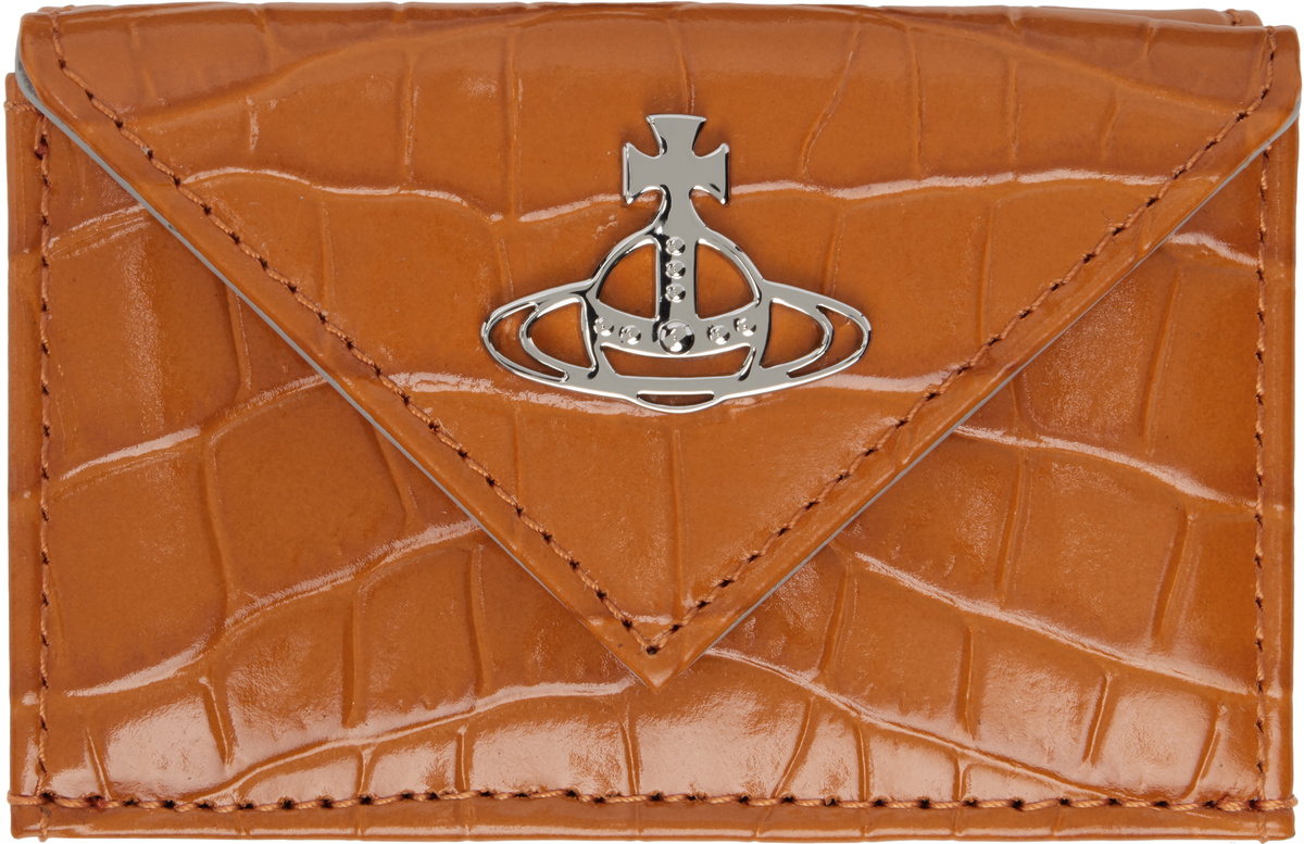 折りたたみ財布 Vivienne Westwood Business Card Holder Orange 5115002DWS0021 Vivienne Westwood Calf leather crocodile effect cardholders