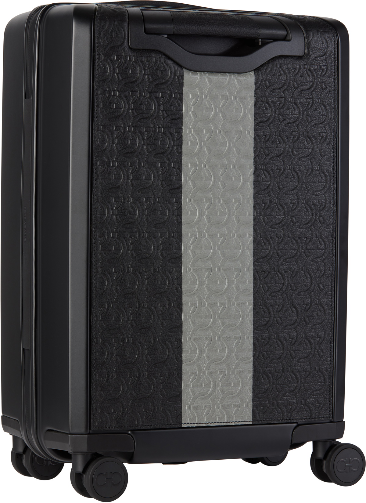 Ferragamo Black Embossed Gancini Trolley Suitcase