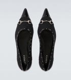 Gucci Horsebit GG Canvas studded flats