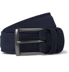 Anderson's - 3.5cm Navy Suede Belt - Blue