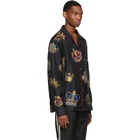 Dolce and Gabbana Black Silk Crown Pyjama Shirt