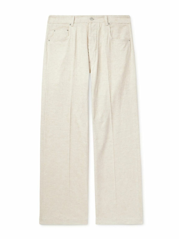 Photo: Rick Owens - Geth Wide-Leg Cotton and Linen-Blend Corduroy Trousers - Neutrals